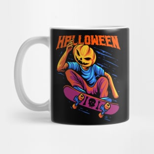 halloween skateboarding pimpkin illustration Mug